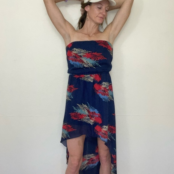 Wet Seal Strapless Dress in Navy and Red Feather - Picture 4 of 16